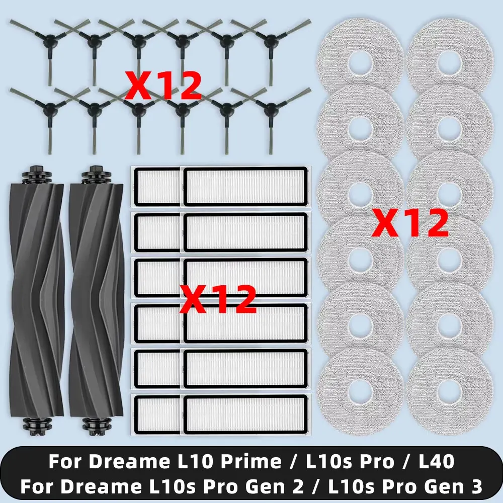 Compatible For ( Dreame L10 Prime, L10s Pro, L10s Pro Gen 2, L10s Pro Gen 3, L40 ) Parts Accessories Main Side Brush Filter Mop