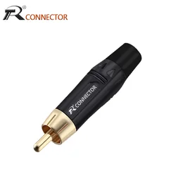 1PCS RCA Audio And Video Plug Connector RCA Male Lotus Jack Black Plating Electrophoresis With Gold Plated Head