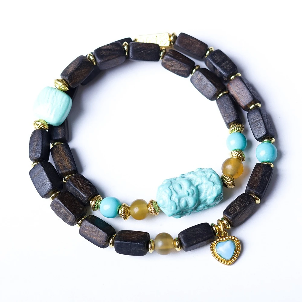 달라간 아가우드 투 서클 팔찌 오리지널 문화적 빛깔의 그린 타라 중국식 핸드스트링 불교 구슬 남녀 공용