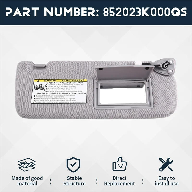 مجموعة حاجب الشمس الداخلية للسيارة 1 مجموعة 852013K010QS 852023K000QS من القماش الرمادي لشركة Hyundai SONATA 2006-2010