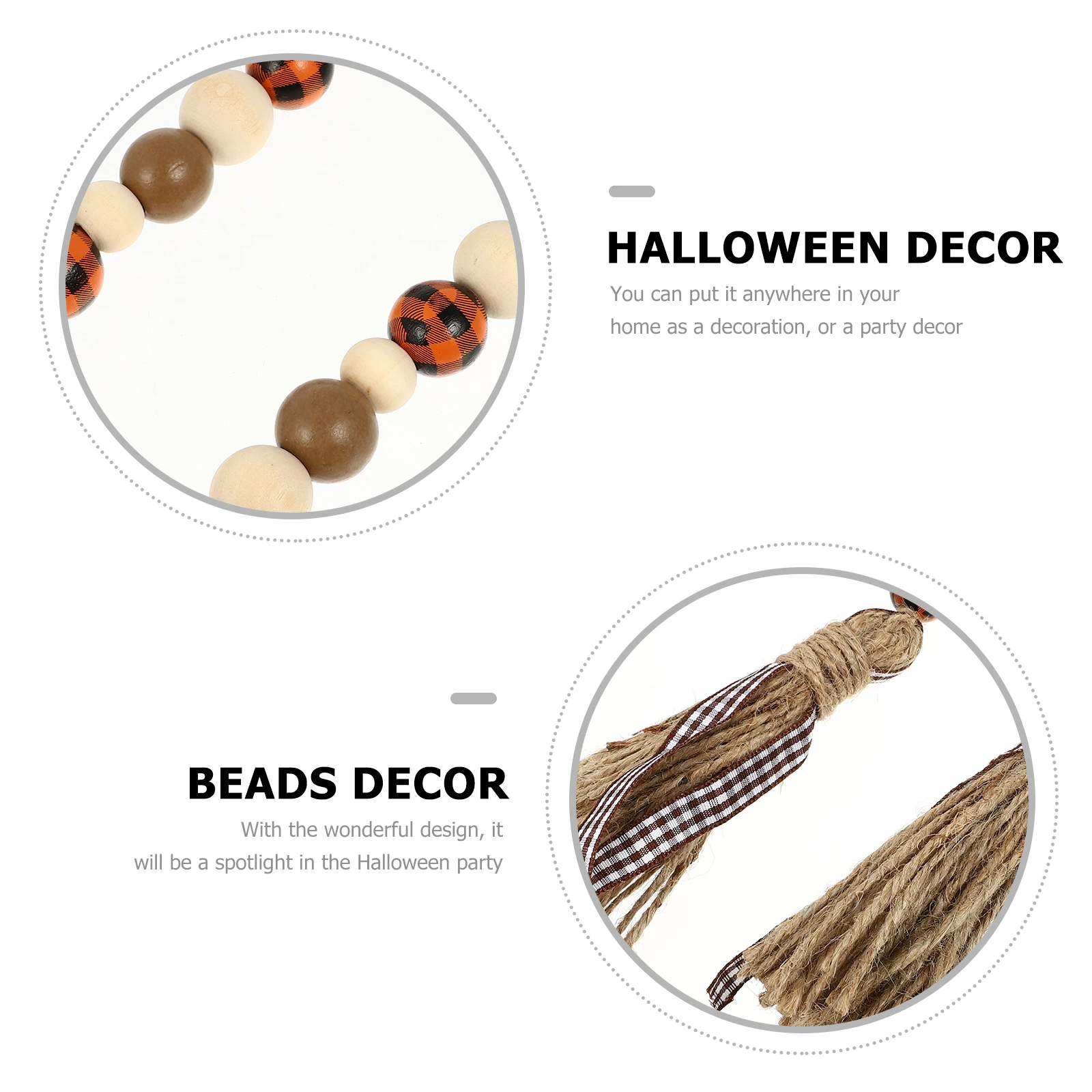 

1Pcs Halloween Wooden Beads Tassel Decor Beige Creative Hanging Ornament Home Garden Party Wall Hanging Decoration