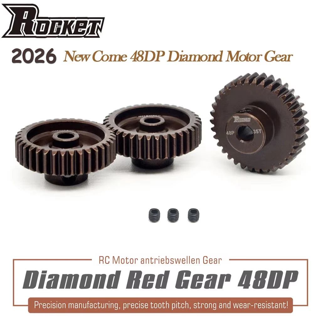 

Rocket 48DP Diamond Red 3.175mm 13T-35T Motor Gear for 1/10 1/12 1/14 RC Car F540 3650 3660 Brushless Brushed Motor