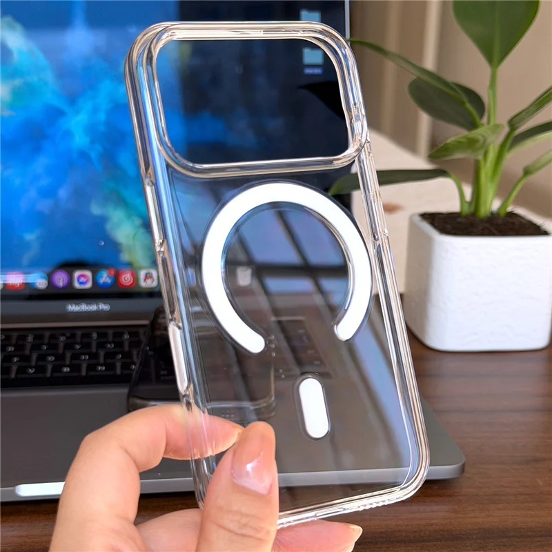 Original For Magsafe Clear Magnetic Hard Case For iPhone 17Pro 16 15 17Pro Max Capacitive Camera Button Wireless Charge Cover