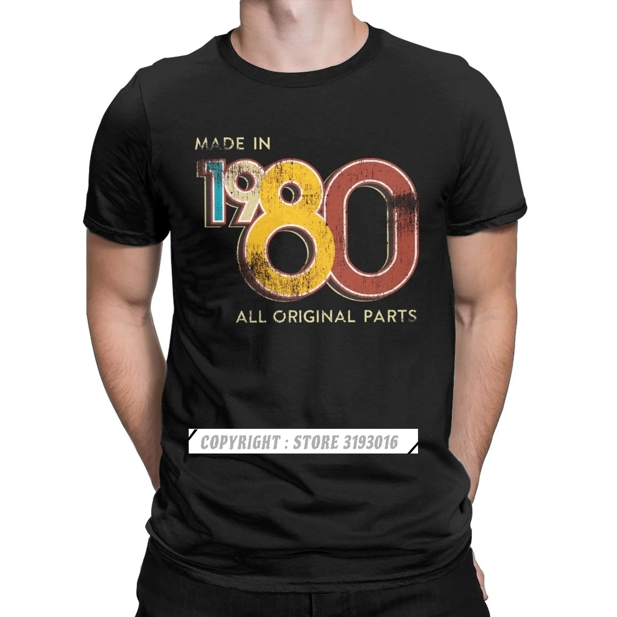 Made In 1980 40th Birthday T Shirt Father Clothing Men\'s Vintage Tshirts Pure Cotton Retro Unique T-Shirts Harajuku 3D Shirt