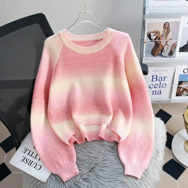 Girls Sweater Spring and Autumn 2024 New Spring and Autumn Wear Children Dopamine Short Knitted Sweater