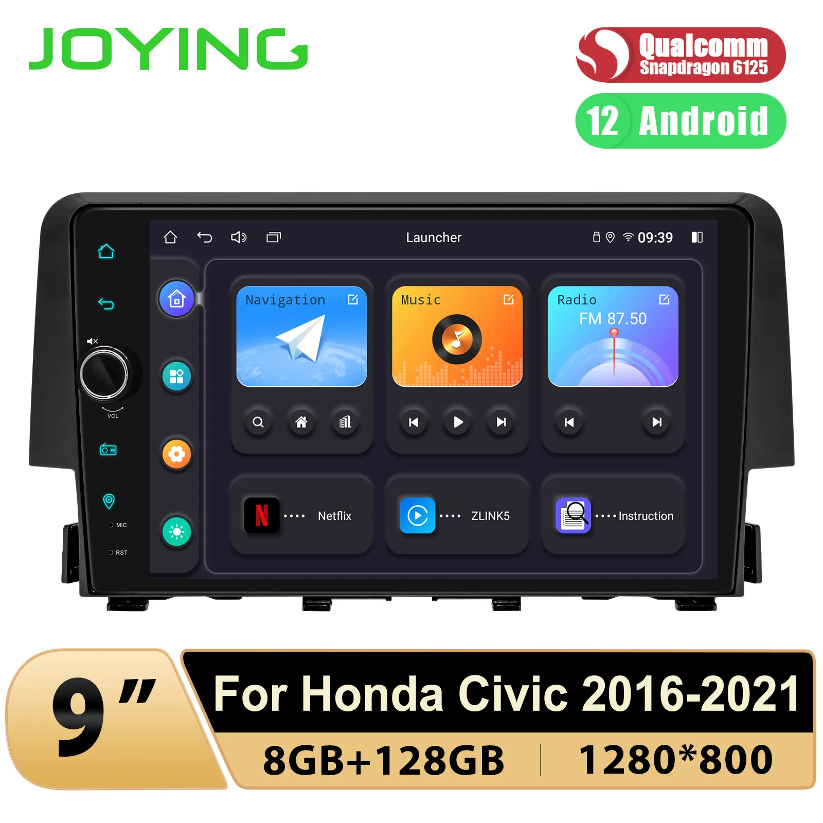 JOYING-Car Radio Stereo Multimedia Audio Carplay System, Suporta Câmeras de Fábrica, Amplificador USB, 9 \