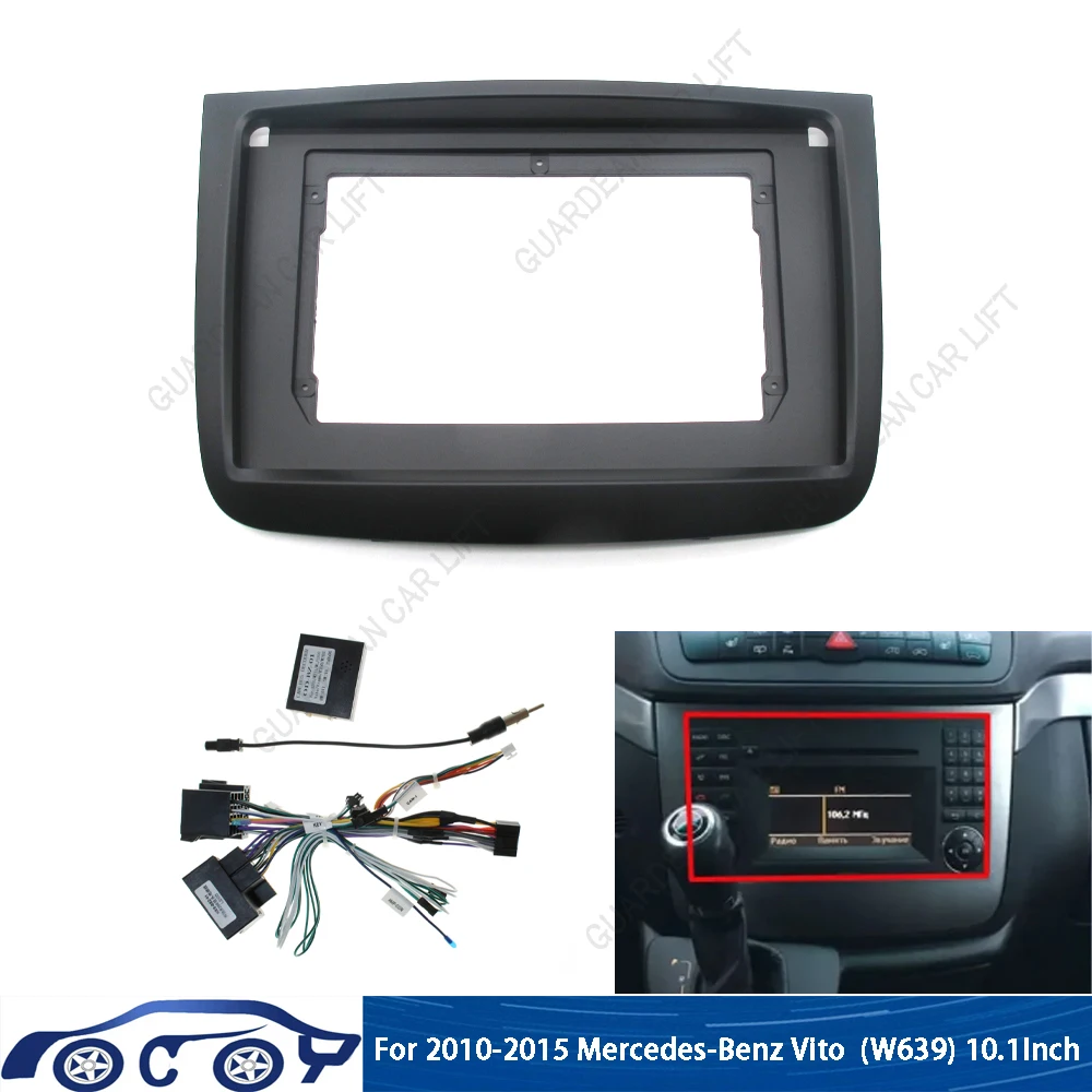 Marco de Fascia de Radio de coche 2DIN de 10,1 pulgadas para Mercedes Benz Vito Viano 2 W639 2003-2015 arnés de cables de Panel estéreo caja decodificadora Canbus