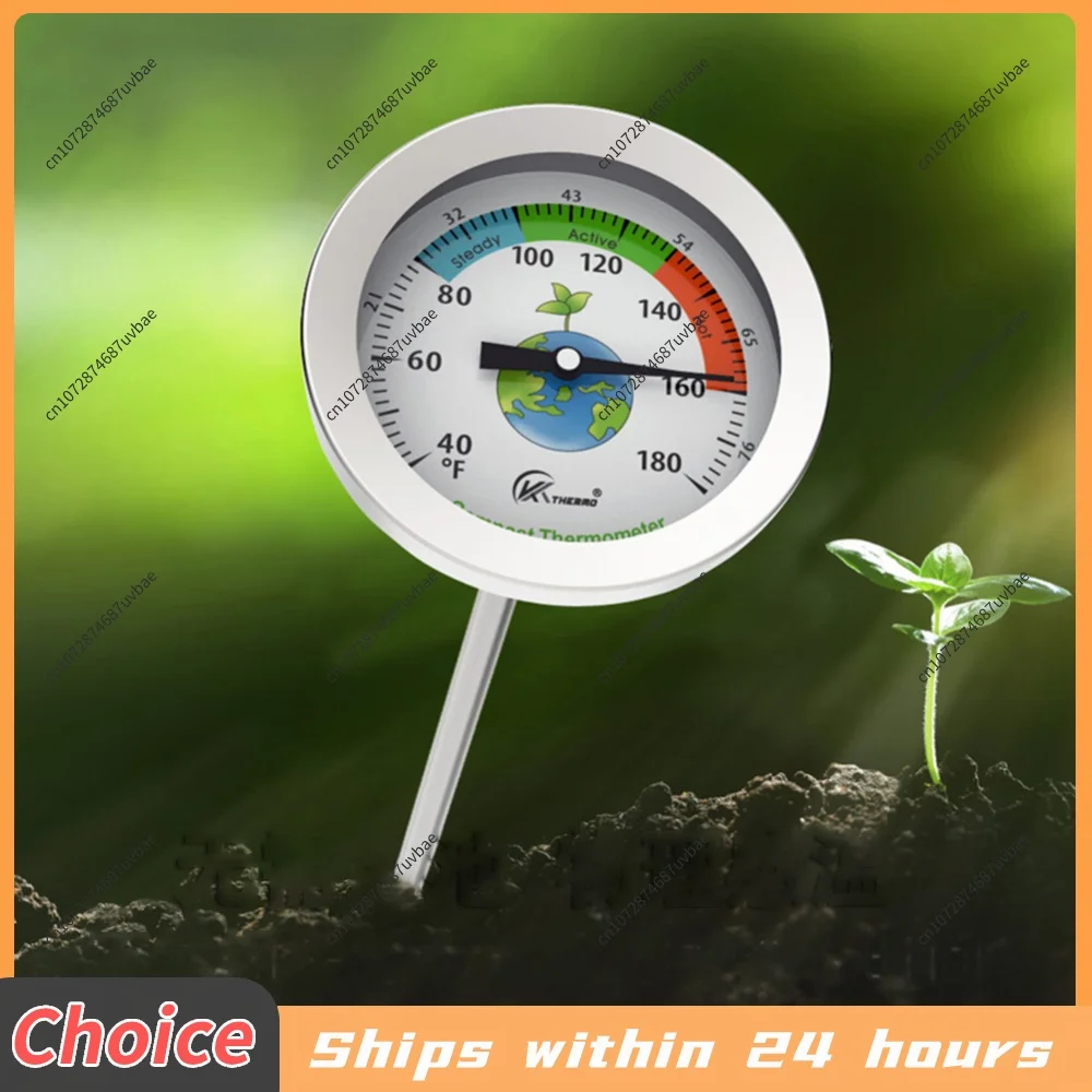 50cm Clear Reading Temperature Monitor Compost Soil Thermometer Probe for Garden Lawn Plant Stainless Steel Thermometer
