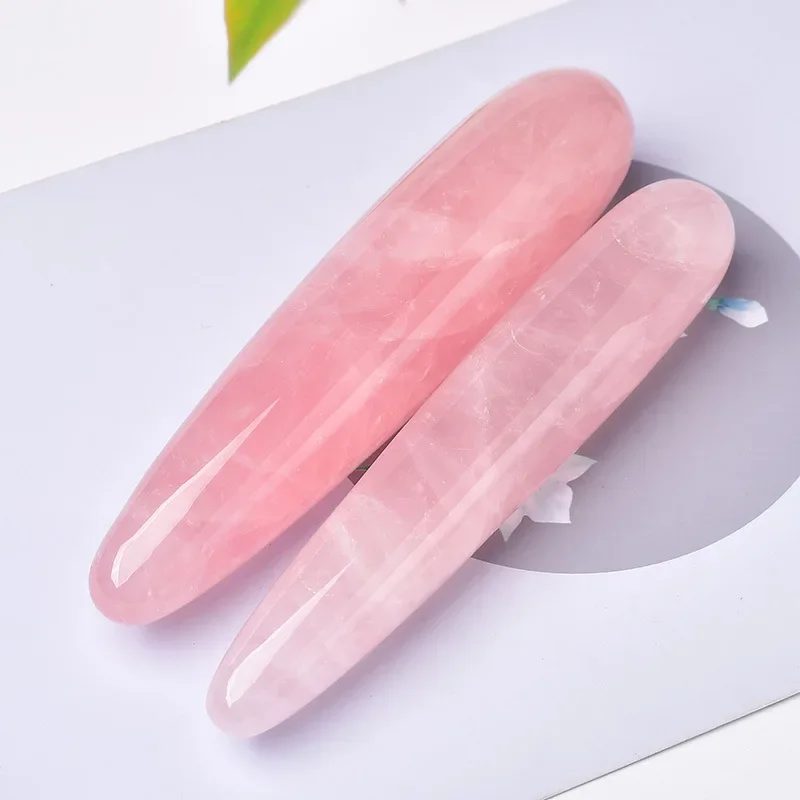 18cm Natural Rose Quartz Crystal Wand Personality Pink Quartz Massage Stick Gemstone Beauty Bar Yoni Wand for Women Gift