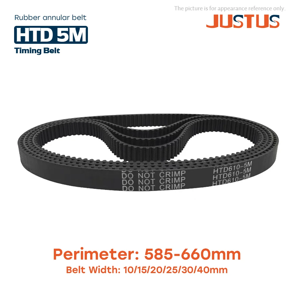 

HTD 5M High-Quality Rubber Timing Belt Perimeter 585/590/600/605/610/620/630/635/640/645/650/655/660mm Width 10/15/20/25/30/40mm