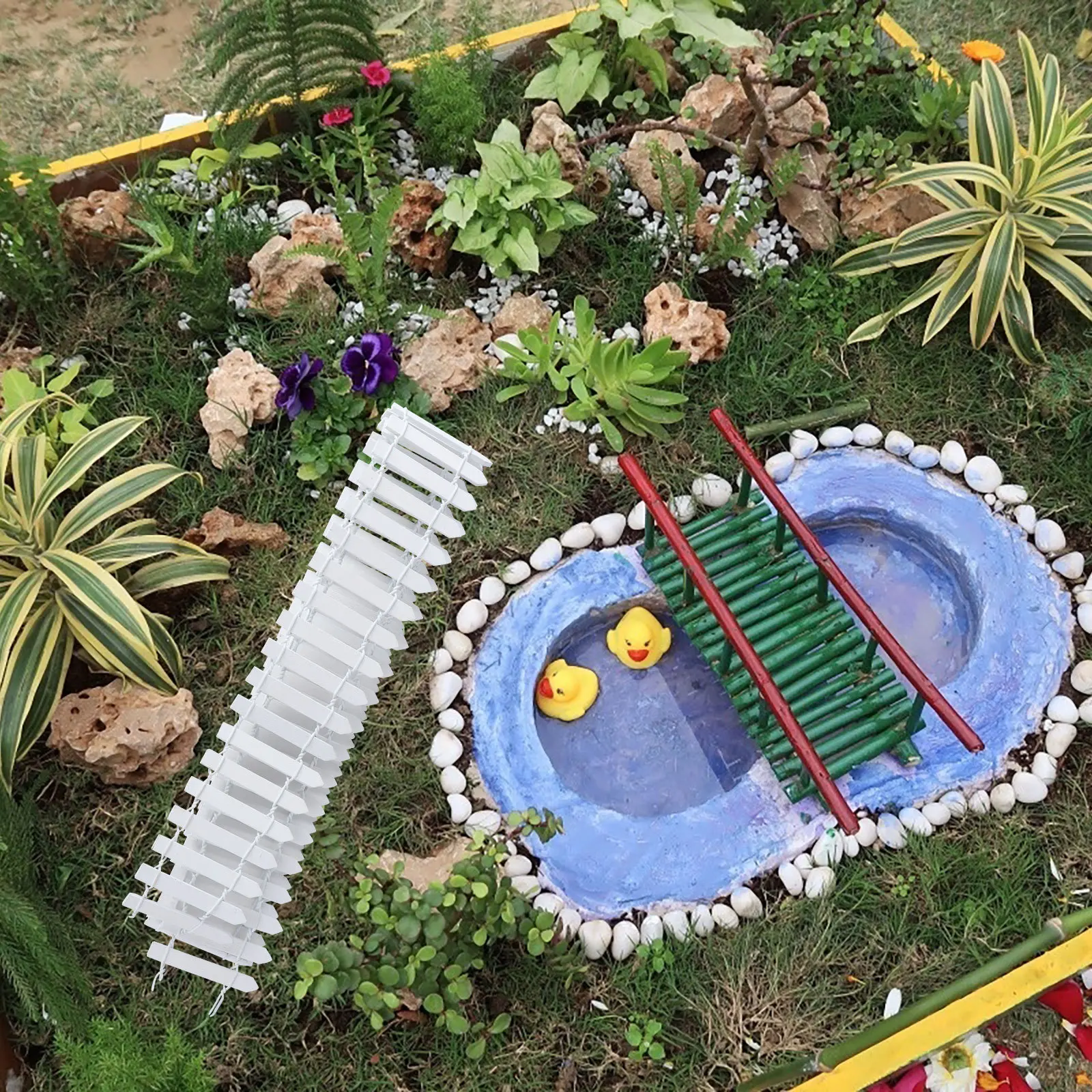 

100Cm X 5Cm Mini Wood Fence for Fairy Gardens Picket Style Decorative Outdoor Indoor Landscape DIY Terrarium Plant Pot Ornament