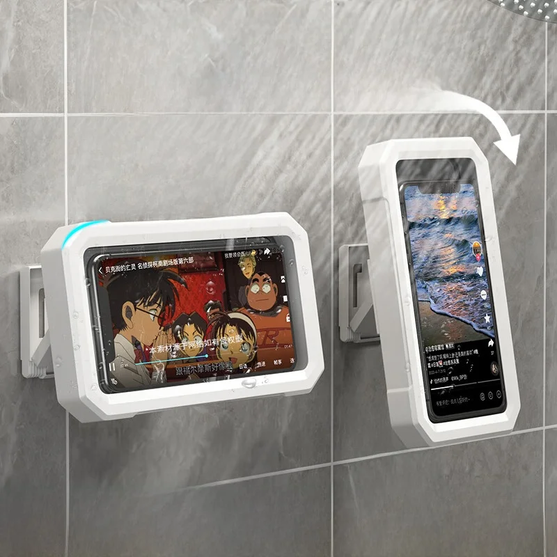 

Держатель для телефона в ванную комнату, водонепроницаемый, с защитой от запотевания, поворотный, с сенсорным экраном, регулируемым углом наклона, универсальная подставка для мобильного телефона для душа