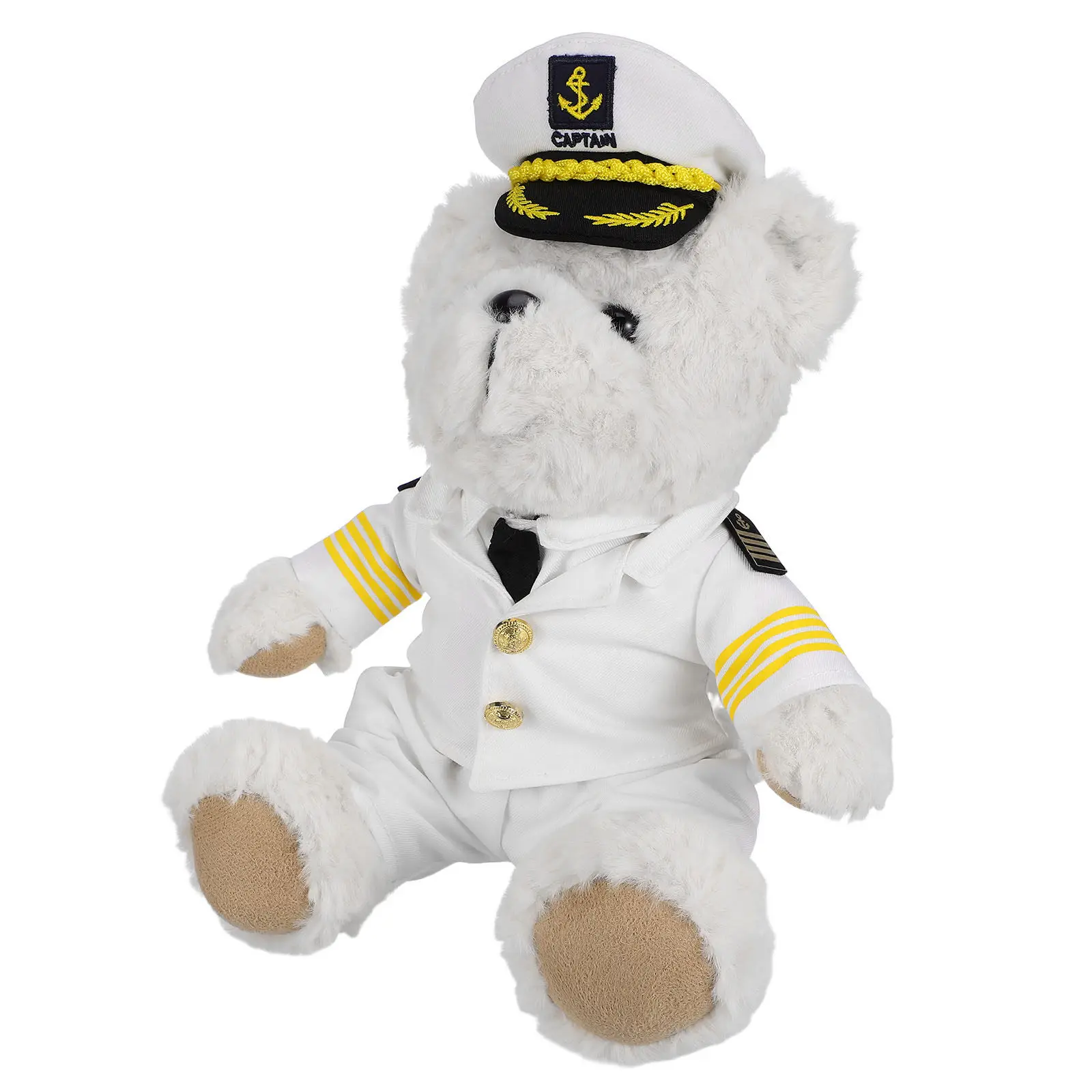 

Soft Captain Bear Stuffed Animal Realistic Uniform Adorable Holiday Present Festive Party Decor Cuddly Bedtime Companion Cute
