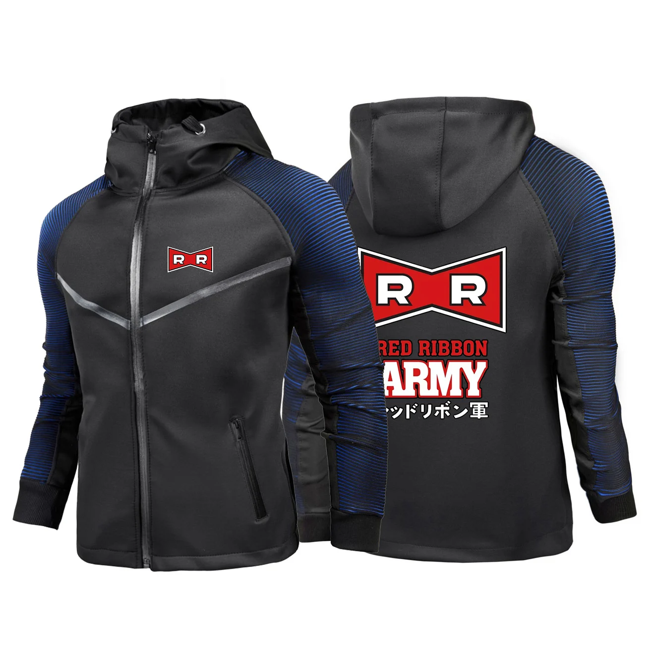 

Red Ribbon Army Logo Print 2026 Men's Spring Autumn Fashion Racing Suit Slim Fit Breathable Gradient Color Zipper Jacket Hoodies