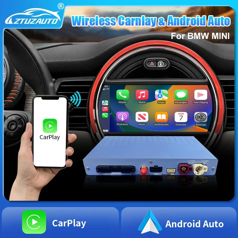 CarPlay y Android Auto Inalámbricos para BMW Mini R55 R56 R57 R58 R59 R60 R61 F54 F55 Clubman Countryman Hardtop John Cooper Works Box