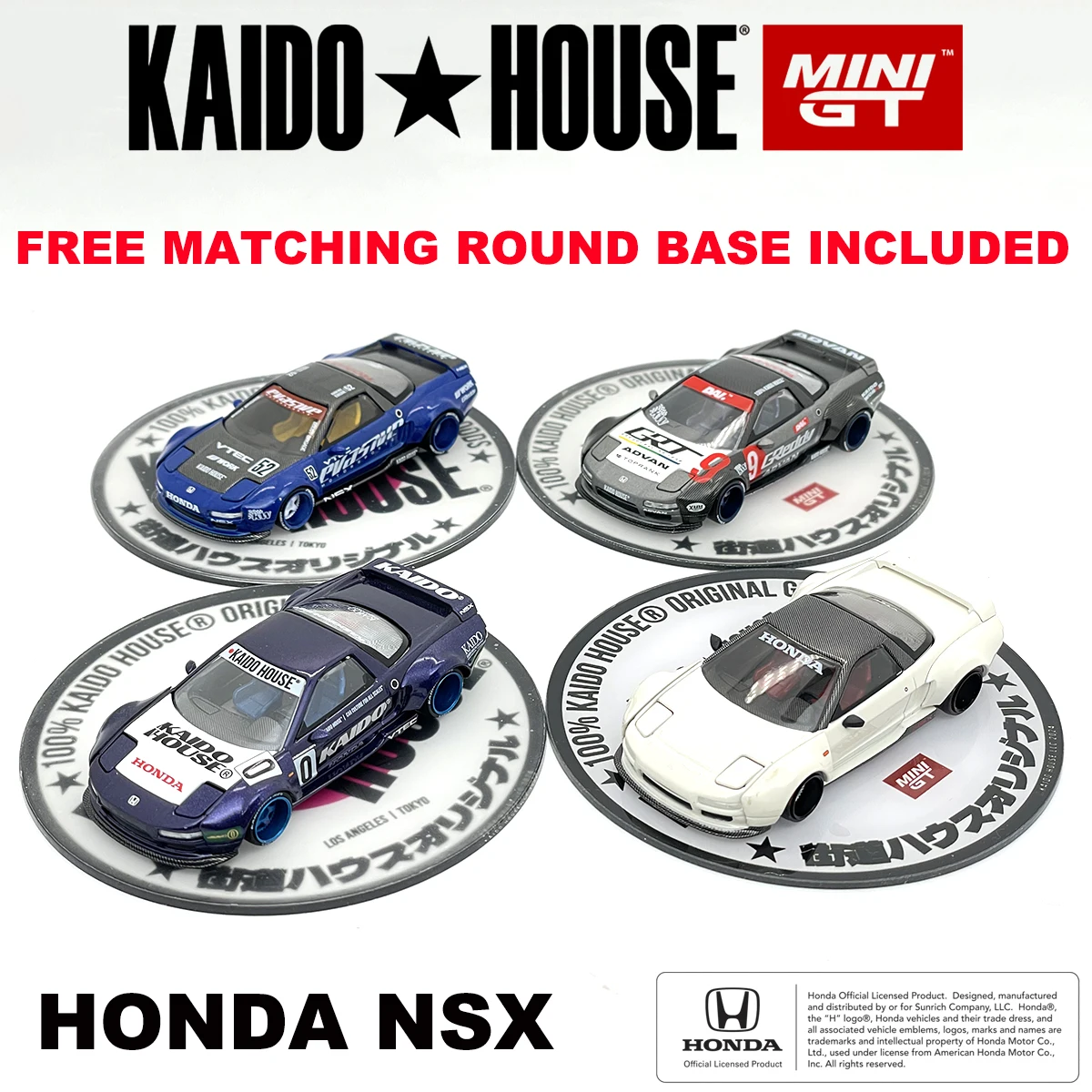 In Stock Kaido House x Mini Gt 1:64 NSX (NA1) Kaido WORKS V1 V2 KHMG190 KHMG137 KHMG173 KHMG148 Openable Hood Diecast Car Model