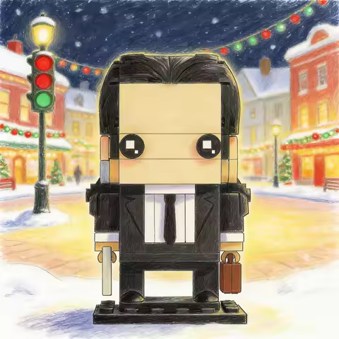 137pcs MOC Vincent Vega Pulp Fiction Brickheadz Model Building Blocks Construction Toys Christmas Gifts Assemble Creative Idea