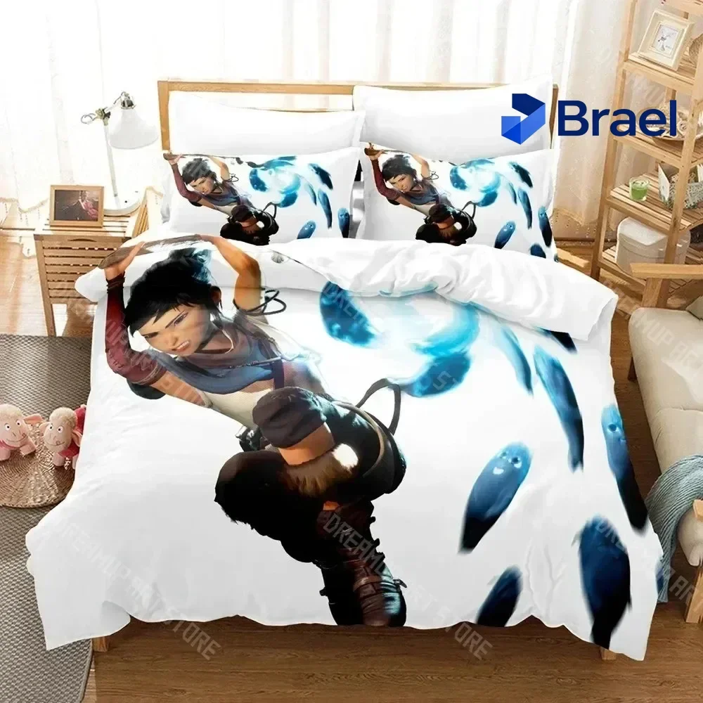 Exquisite 3d Anime Game Bridge Spirits Kena Bedding Set Duvet Cover Bed Set Quilt Cover Pillowcase Comforter King Queen Size Boy