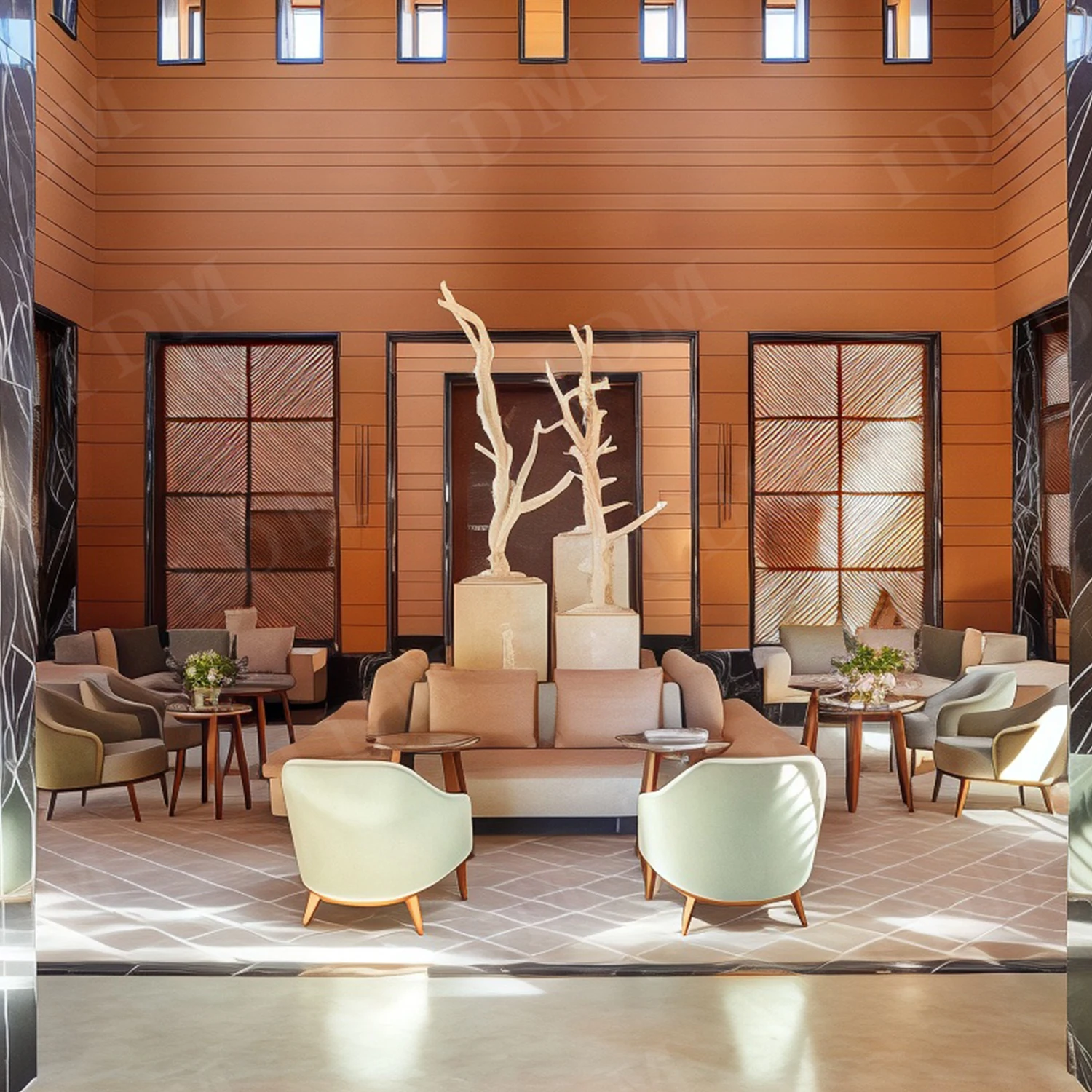 

5 Stars Project Modern Design Round Lobby Table Sofa Furniture Set For Hotel Villa Lobby