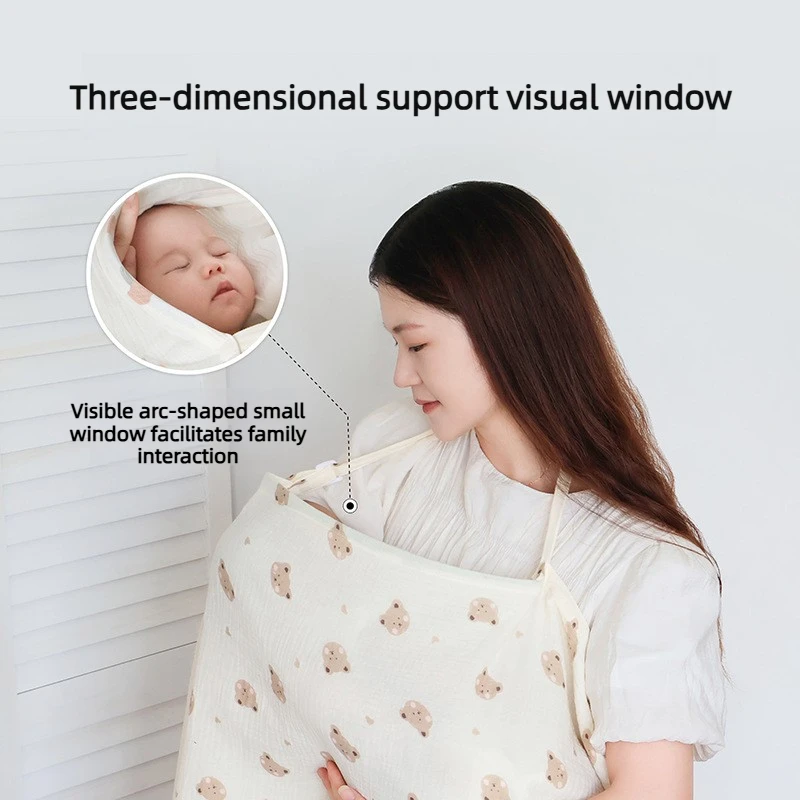 Breathable Double Layer Pure Cotton Baby Nursing Cover Cotton Muslin Feeding Blanket for Outdoor Privacy Apron Stroller Blankets