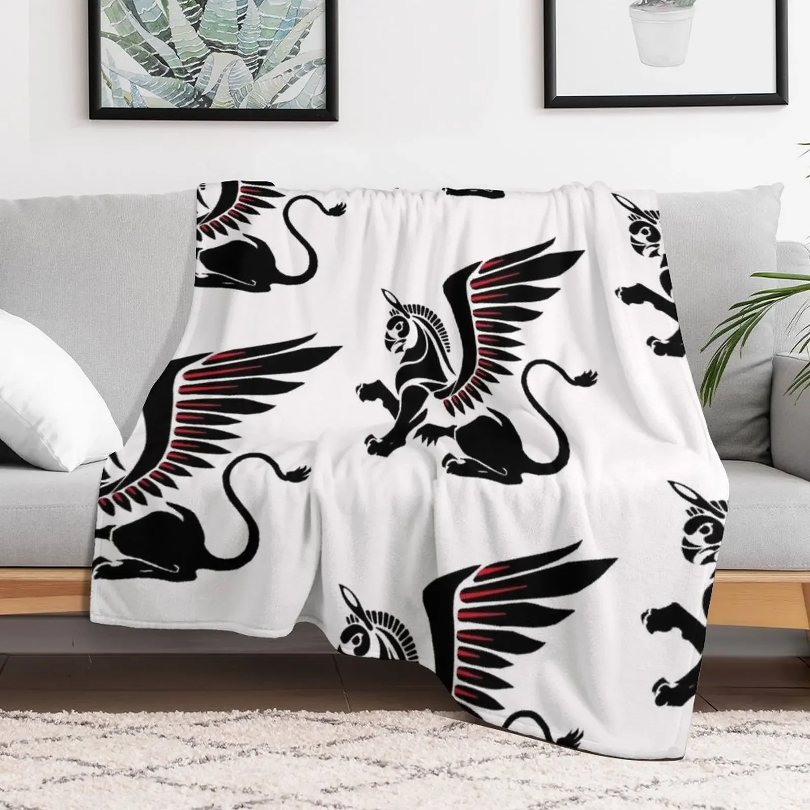 Homa, Persian Griffin Throw Blanket Warm Cozy Throw Blanket for Living Room Couch