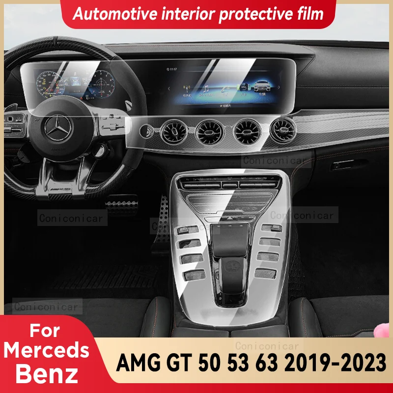 For Merceds Benz AMG GT 50 53 63 2019-2023 Gearbox Panel Film Cover Dashboard Protective Sticker Interior Anti-Scratch Car