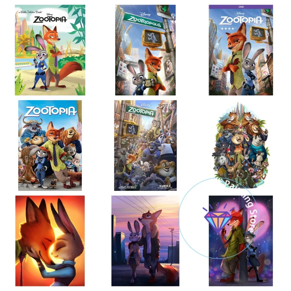 

Cartoon Zootopia Animal Fox AB Diamond Painting Kit Square Round Diamond 5D DIY Mosaic Handmade Art Exquisite Gift Home Decor