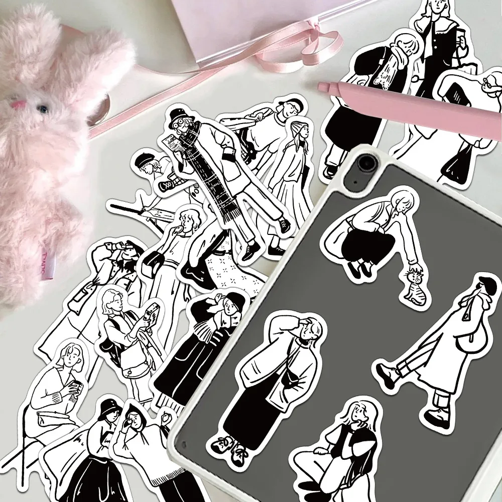 

30 шт., креативная линия, минималистичный набор наклеек с персонажами, украшение для справочника, чехол для телефона «сделай сам», чашка для воды, персонализированные наклейки