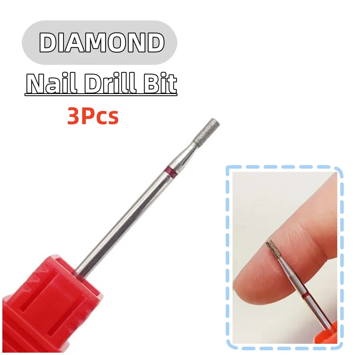 3個/セット ダイヤモンドネイルドリルビット 両側の死んだ皮膚を除去するために後ろの端を押してネイルエッジを磨く サンドイッチレザーツール