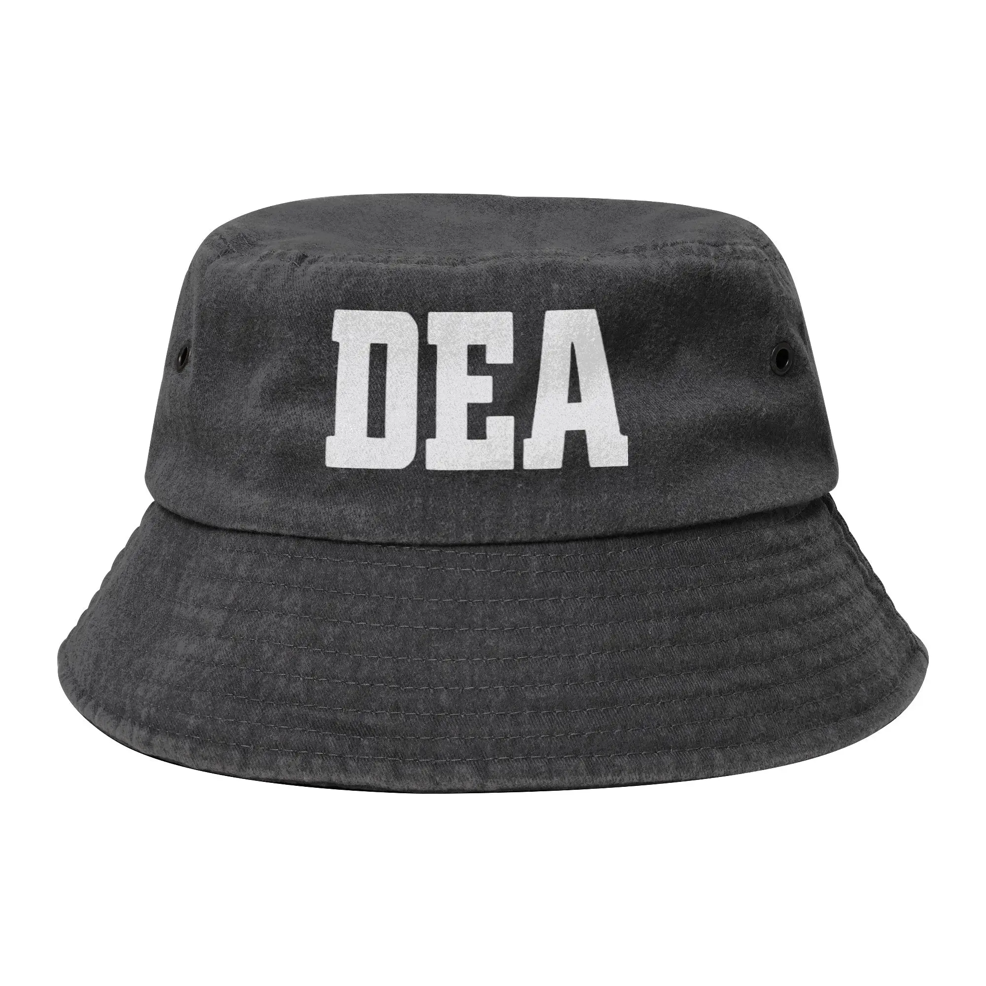 Trendy DEA US Federal Interdiction Agency Police Logo Bucket Hats Woman Distressed Denim Fishing Hats Travel Headwear Bob Hat