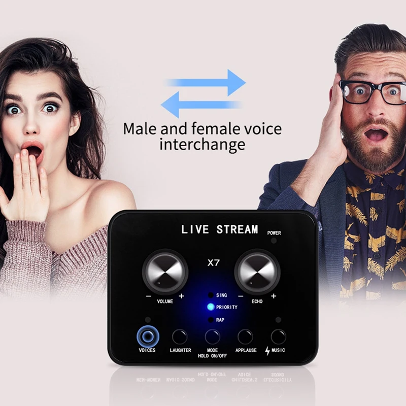 Placa de Som Externa para Celular e Computador, Placa de Som, Voice Changer, Áudio Eletrônico, Microfone Gritar, Live Sound Card