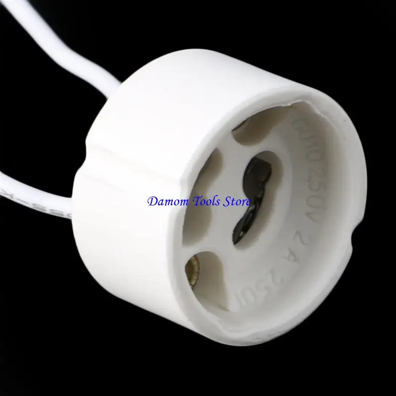 57BE GU10 Socket LED Bulb Halogen Lamp Holder Base Ceramic Wire Connector