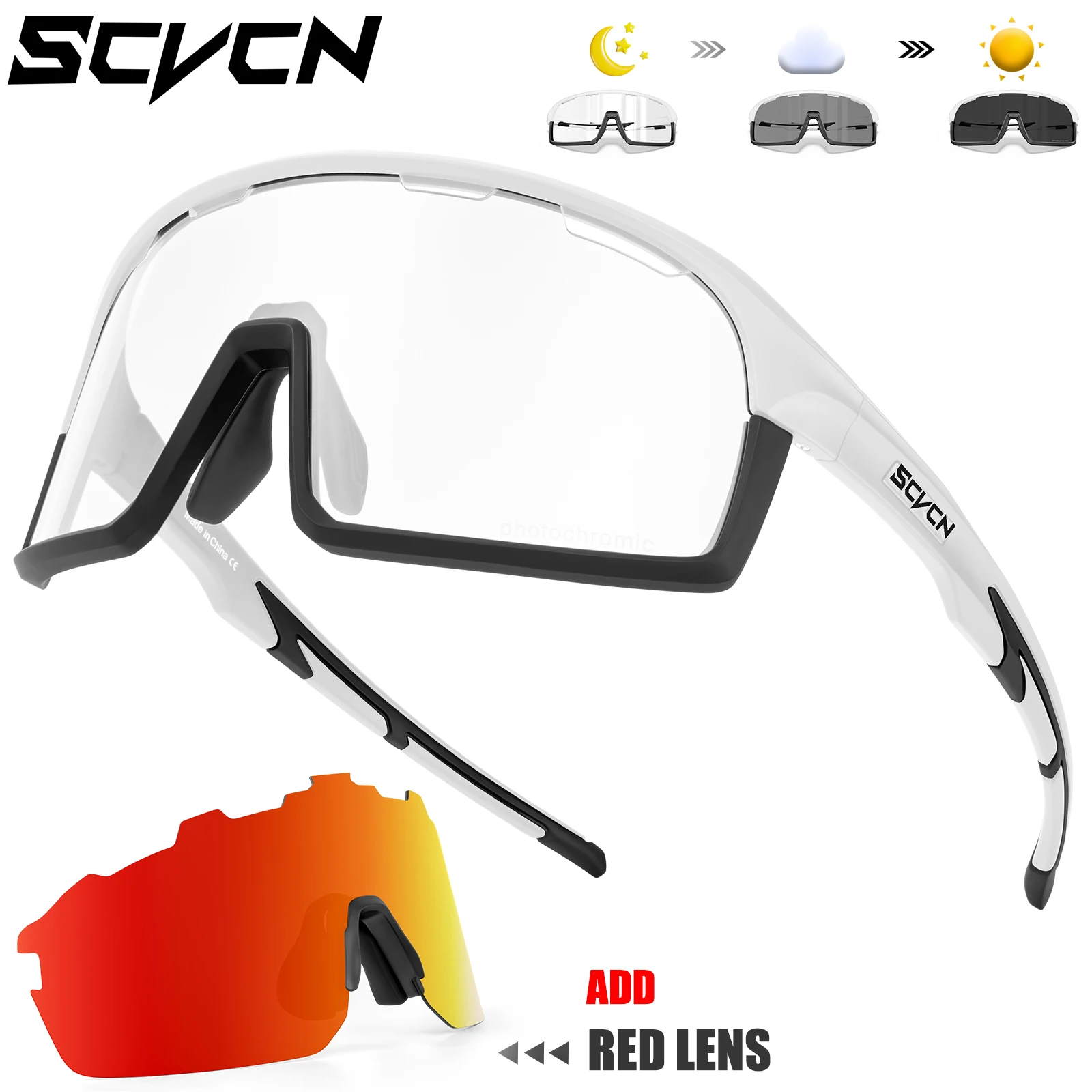 

New SCVCN New Photochromic Outdoor Sports Cycling Sunglasses MTB Goggles Road Bicycle Bike Glasses Men Women Cycling Eyewear