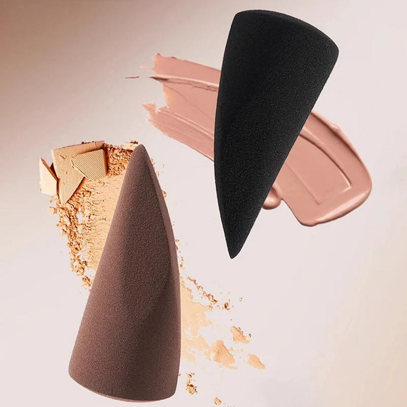 1/2PCS Spugna per trucco di precisione Nero Marrone Uso bagnato e asciutto Spugna morbida Soffio di polvere Punta delle dita Soffio cosmetico Strumenti facili da usare