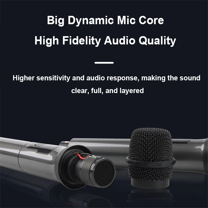 UHF Wireless Dual Handheld Dynamic Microphone Karaoke Microphone with Rechargeable Receiver for Wedding Party Speech Church Club