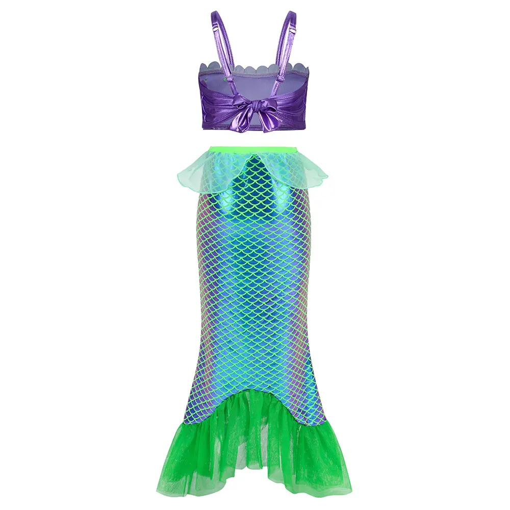 3 Pieces Mermaid Clothing Set Swimmable Bikini Top Underpants and Tail Girls Summer Kid Princess Role Play Dress up Beach Outfit