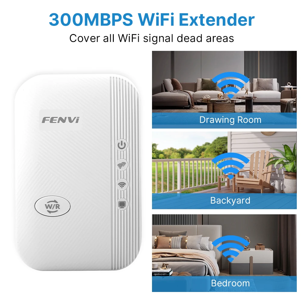  FENVI 300M WiFi Repeater 2.4G Wireless Network Extender 802.11N WiFi Long Range BoosterAmplifier WiFi Signal Extender