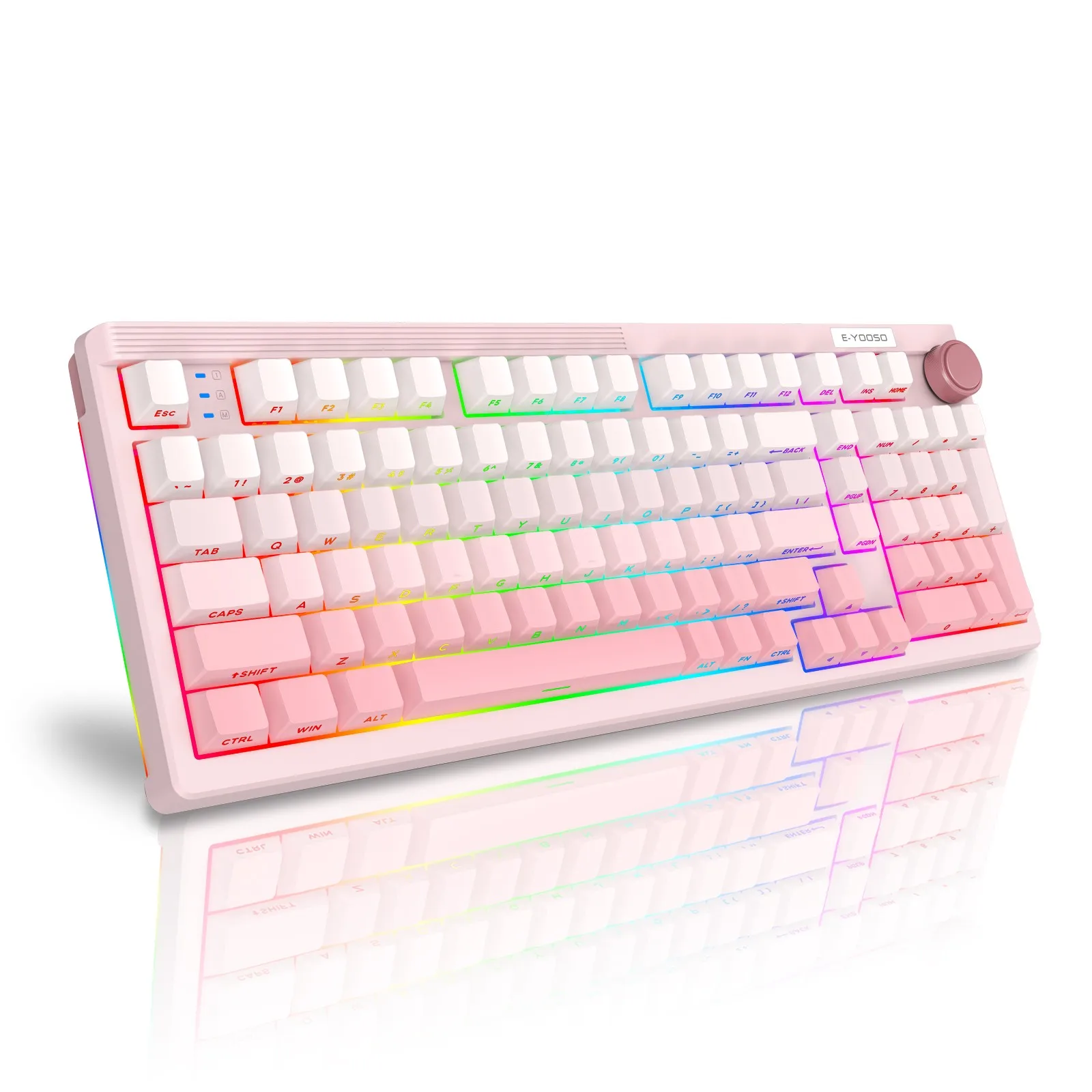 E-YOOSO 98 Keys Mechanical Keyboard 3Mode Bluetooth 2.4G Wired 4000mAh RGB Backlit Hot Swappable Volume Knob Gaming Keyboard