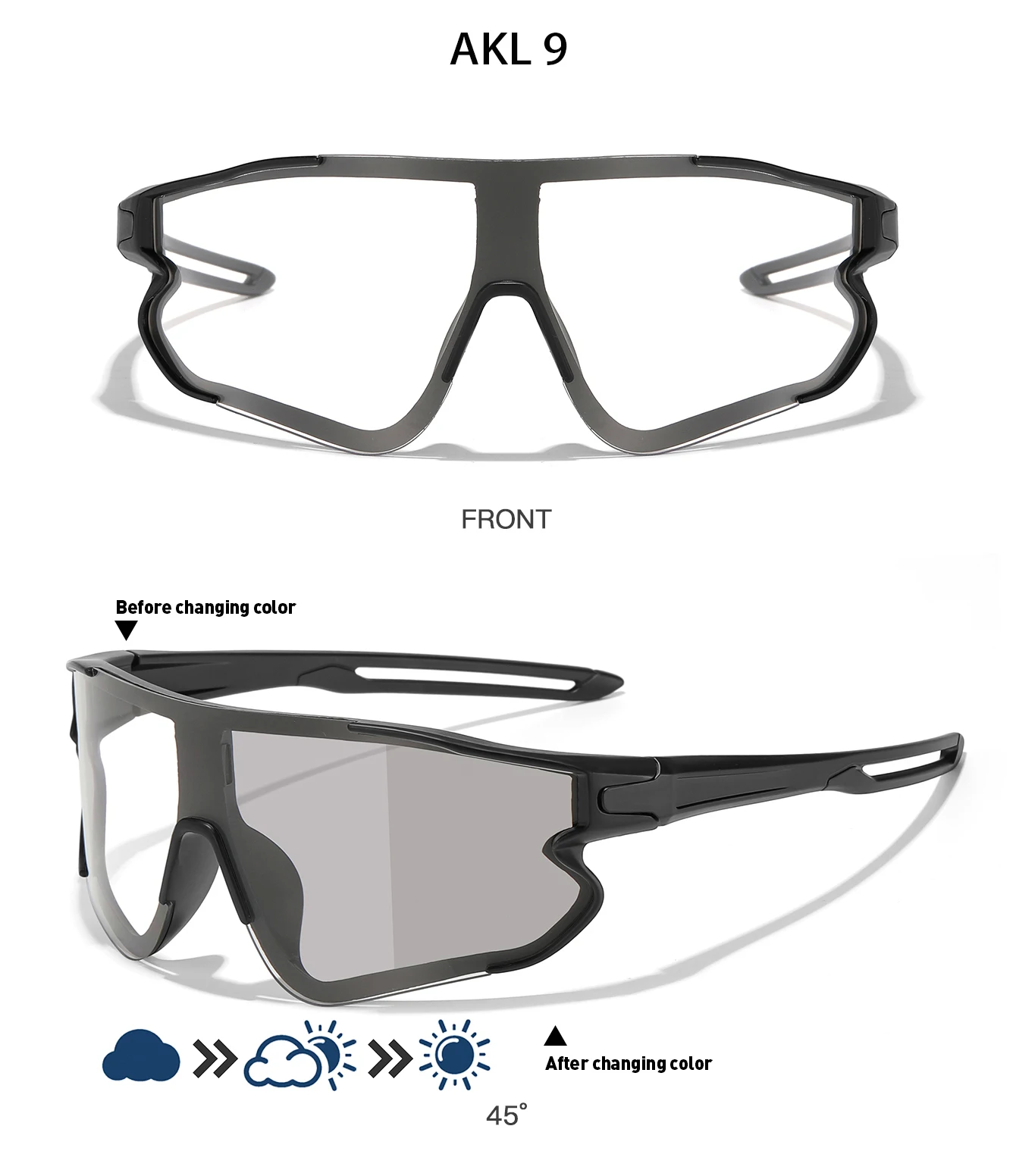 Männer Frauen Photochrome Motorrad Brille Outdoor Sport Großen Rahmen Winddicht Radfahren Laufen Wandern Brille – Detail 5
