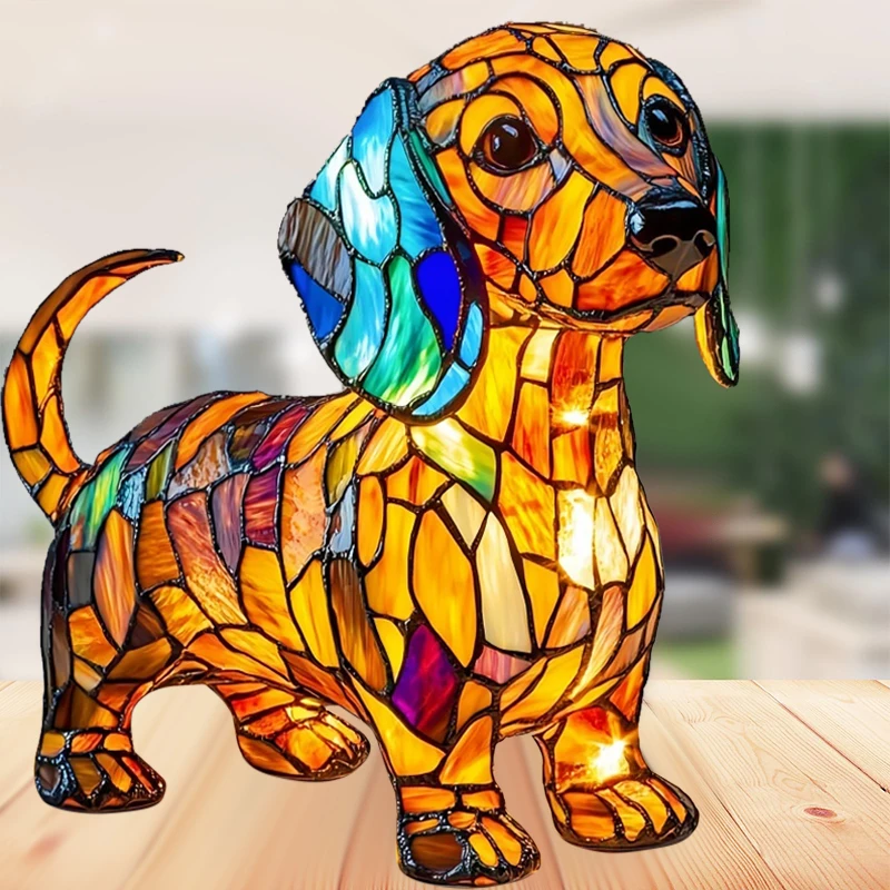 ダックスフントランプ犬シリーズアートナイトライトステンド樹脂卓上ナイトライトかわいいペット犬テーマ LED テーブルランプ家の装飾