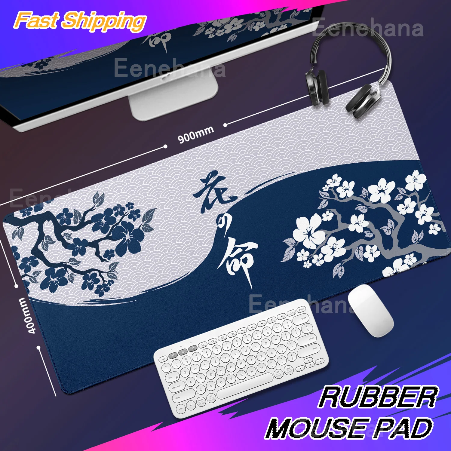 HD Black and White Yin-Yang Flower Mouse Pad PC Gaming Extended Mousemat Large Desk Pad Gamer Non Slip Rubber Mousepad 900x400