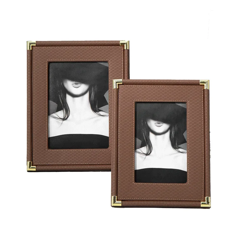 Minimalist Creative Leather Picture Frame 6 Inch & 7 Inch Desktop Photo Frame for Home Decor Stylish Tabletop Display
