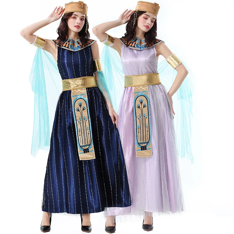Adult Women Halloween Costume Ancient Egyptian Goddess Athena Role-Playing Dress Performance Queen Cleopatra Outfits