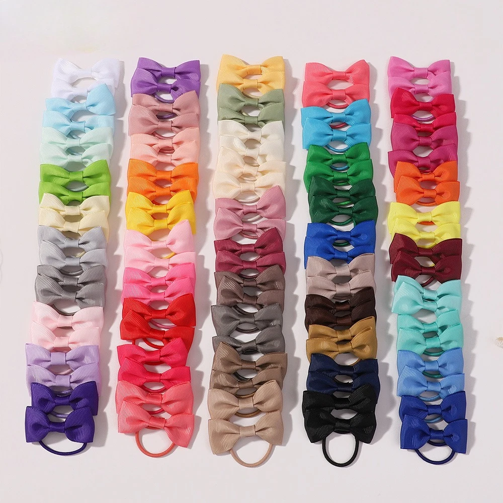 

Bulk Pack 30/40/60PCS 2'' Grosgrain Ribbon Bowknot Elastic Hair Bands for Baby Girls Sweet DIY Hair Bows Ties Headwear Kid Hairb
