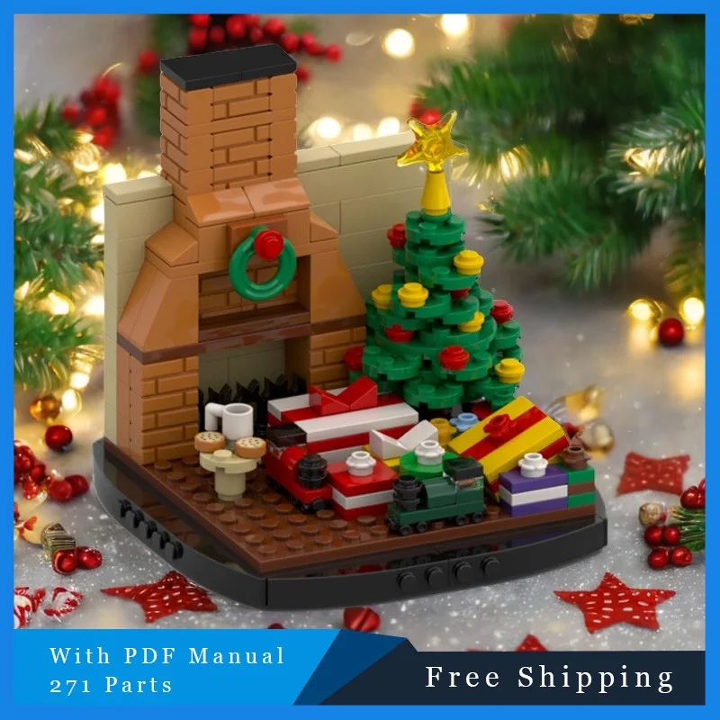 271 PCS MOC Creative Santa Claus Chimney Scene Technology Modular Popular Building Block Brick Models Children DIY Toy Set Gifts