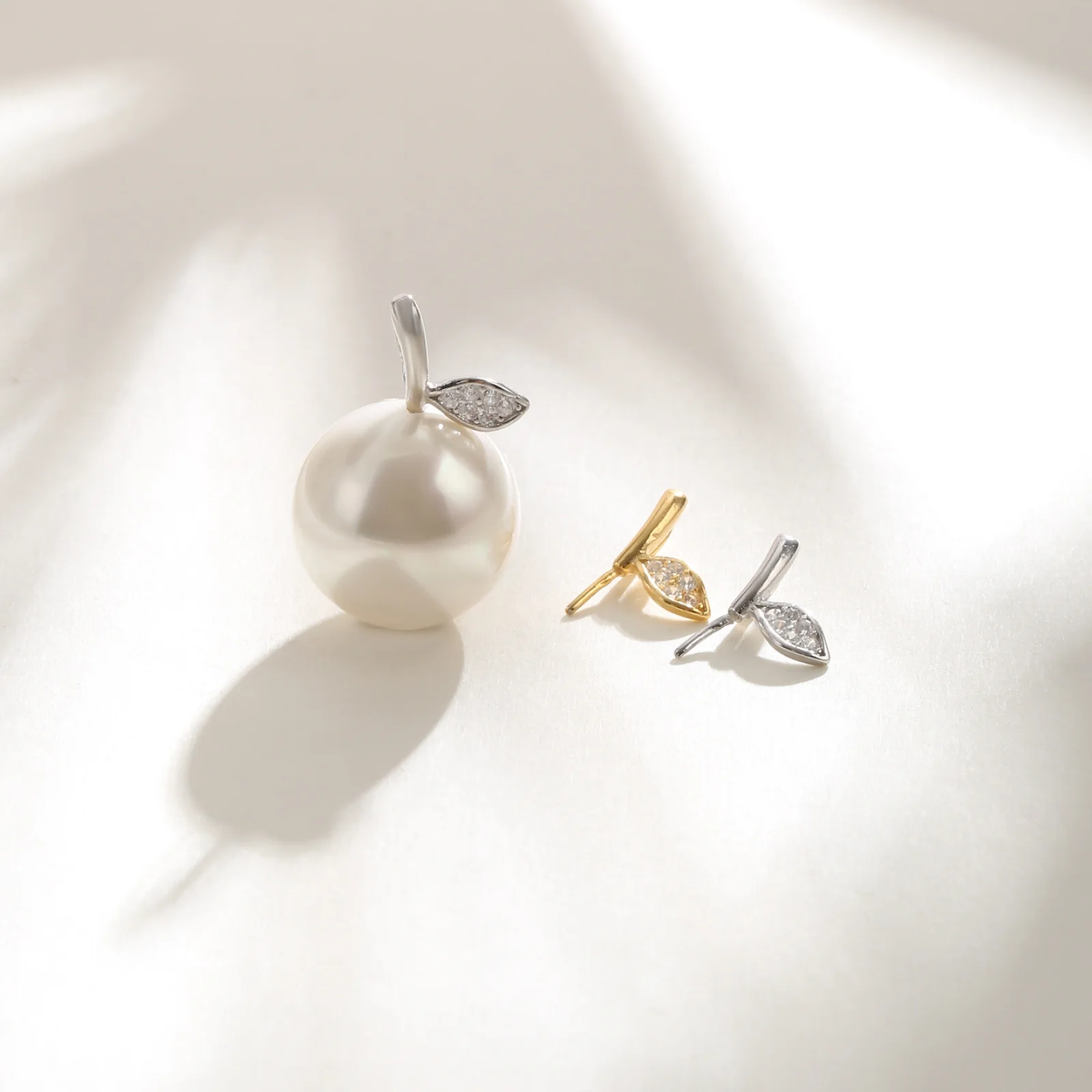 2Pcs 925 Sterling Silver Pearl Pendant Empty Holder Cute Sprout Apple Pendant Headband Necklace For Women DIY Craft Accessories