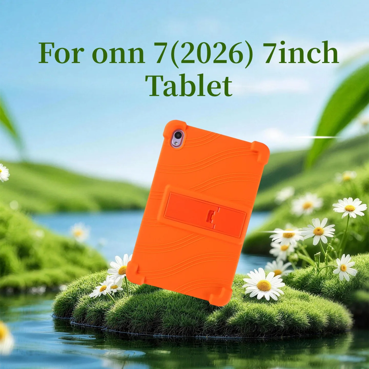 Case for Walmart Onn 7 inch Gen 5 Core Tablet 2026 Model (TBBLU36020962), Kids Friendly Soft Silicone Adjustable Stand Cover