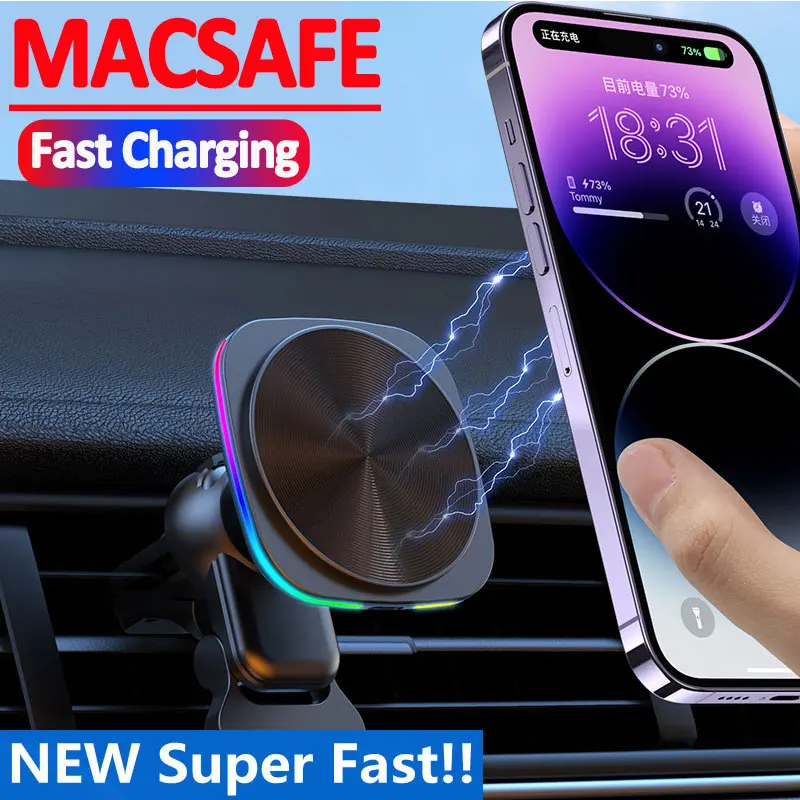Car Fast Charging Mount Magnetic Wireless Charger Air Vent Phone Holder Stand For Magsafe iPhone 17 16 Pro Max 15 14 13 12 Phone