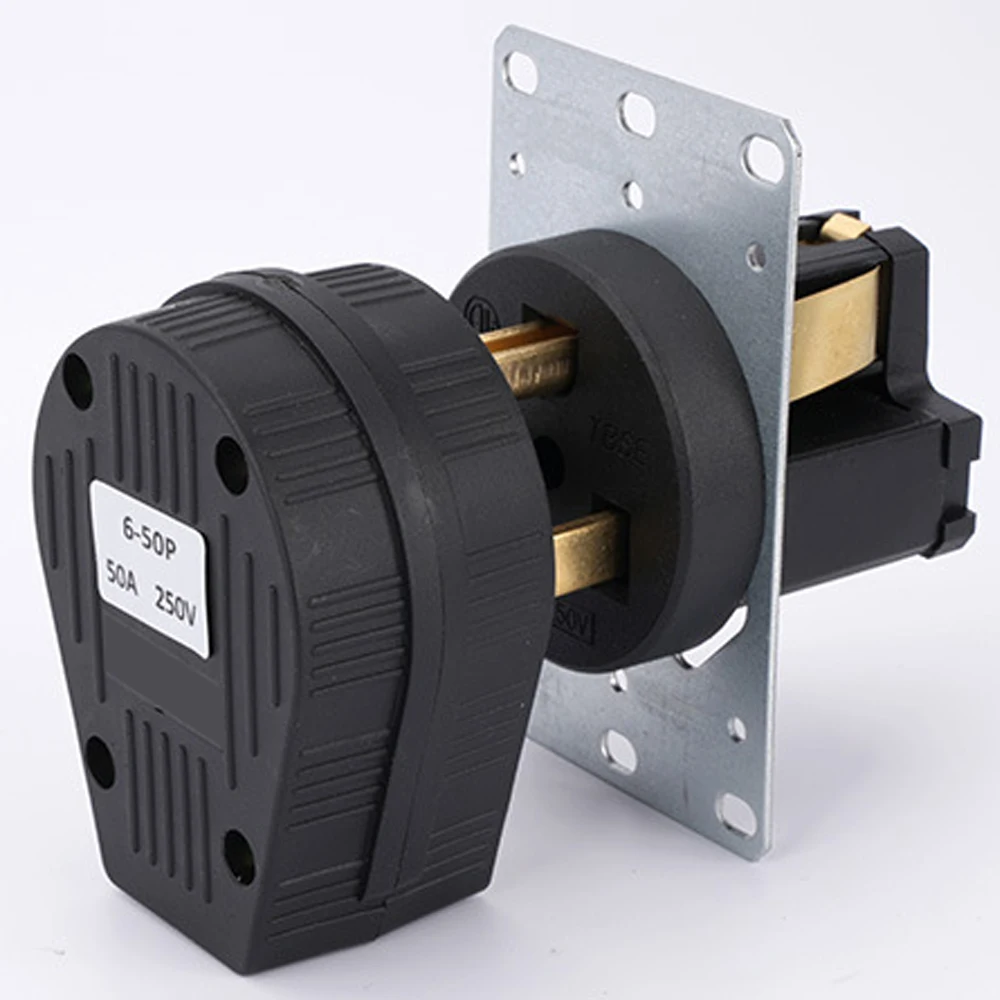 1pcs America 50A Nema L6-50P L6-50R US Tripolar Industry Plug 3Pin Power Electrical Wiring Connector Magnetic Power Socket Black