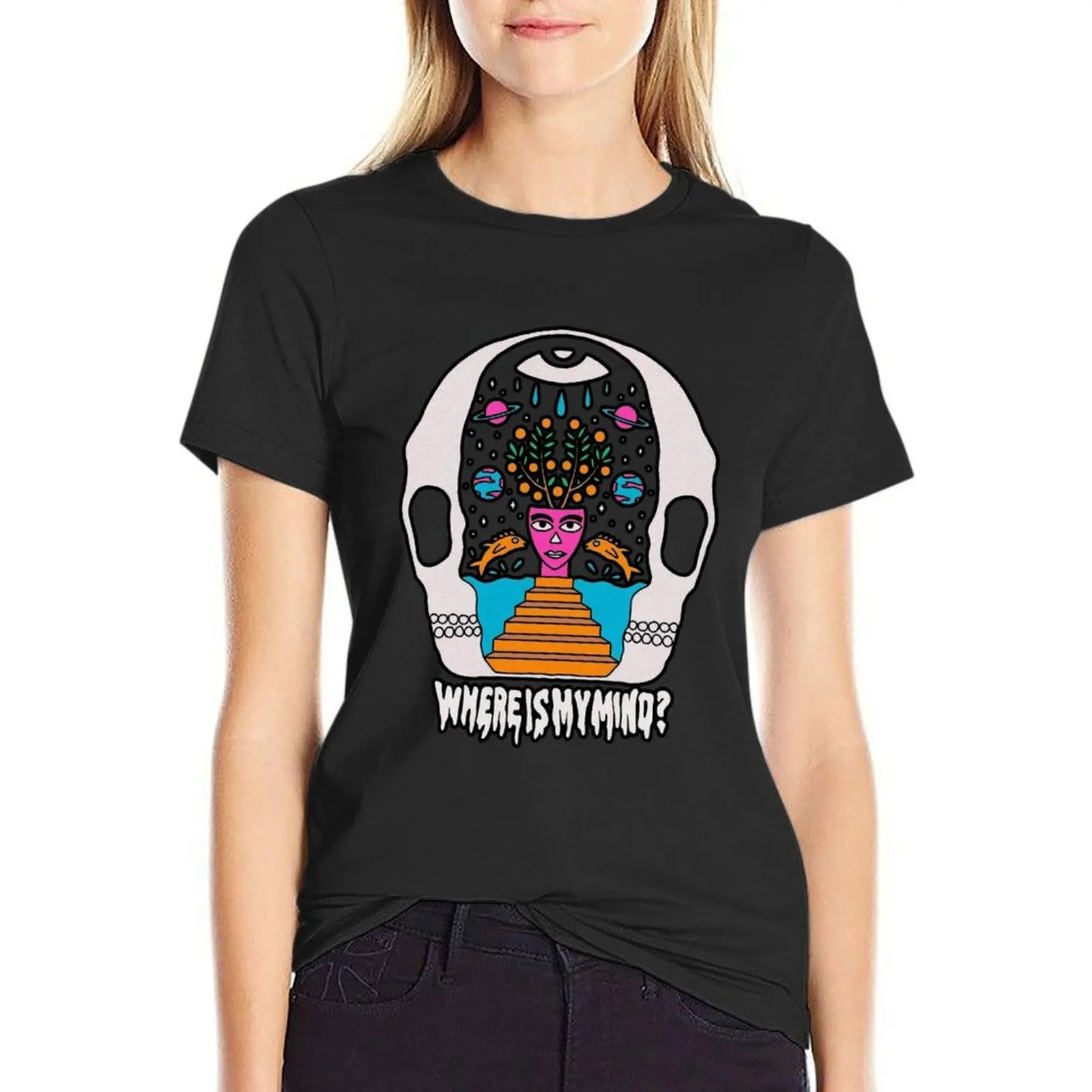 

Where Is My Mind  T-Shirt oversized customs funnys Short sleeve tee t-shirts for Women graphic tees